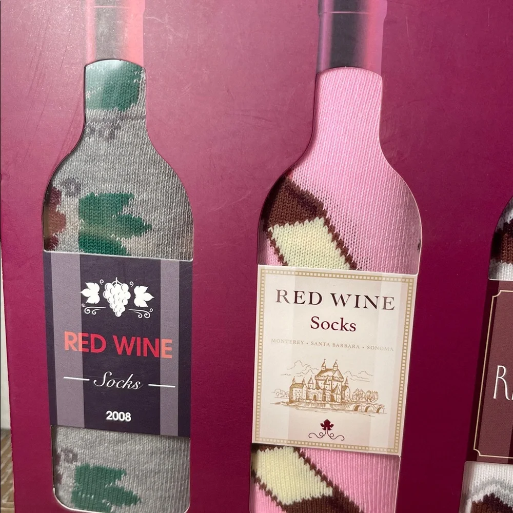 Red Wine Themed Socks Set by Orrsum Sock Co ~ Ladies 4 Pack Size 5-9 NEW